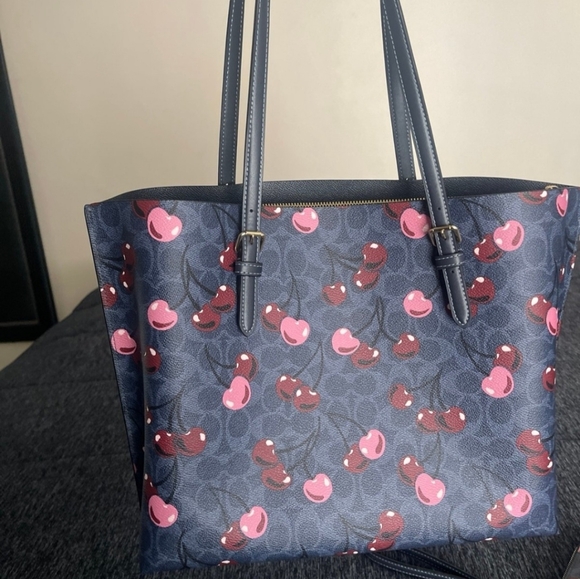 Coach Signature Cherry Mollie Tote - Dark Blue and Pink - Picture 2 of 7